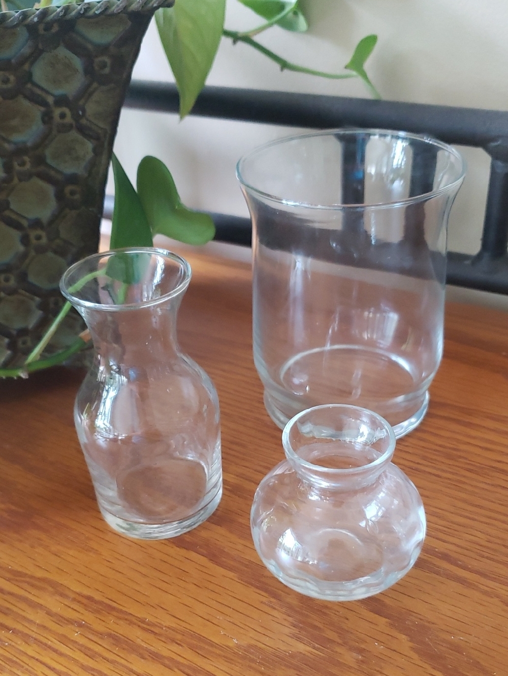Elegant Clear Glass Vases- Set Of 3